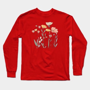 Hand drawn assortment of colorful wildflowers Long Sleeve T-Shirt